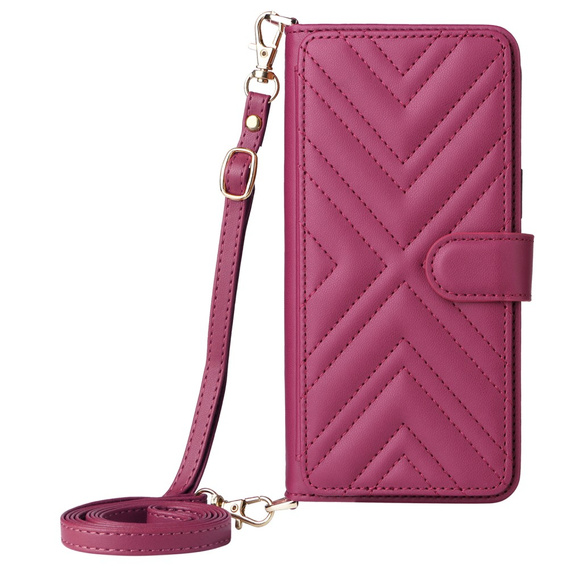 Carcasă cu clapetă pentru Samsung Galaxy S25 Edge, Crossbody Leather Wallet, maroon
