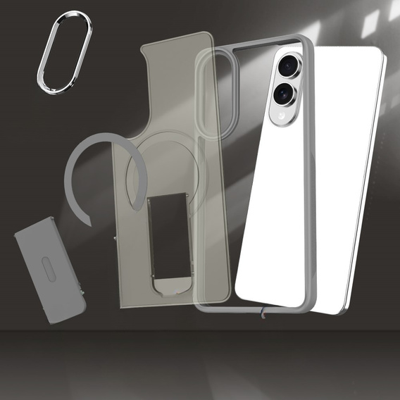Husă pentru Samsung Galaxy S25 Edge, Kickstand Matt Case, pentru MagSafe, gri titan