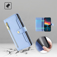 Cu clapetă pentru Realme 14 Pro 5G, Wallet Zipper Pocket, albastru