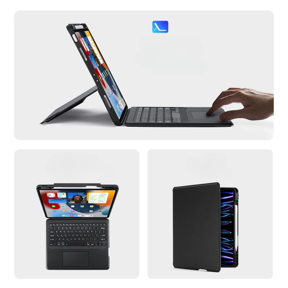 Husă pentru tastatură pentru Apple iPad Air 13" 6 gen. 2024 / iPad Pro 12.9 2020 / 2021 / 2022, Dux Ducis DK Series, negru