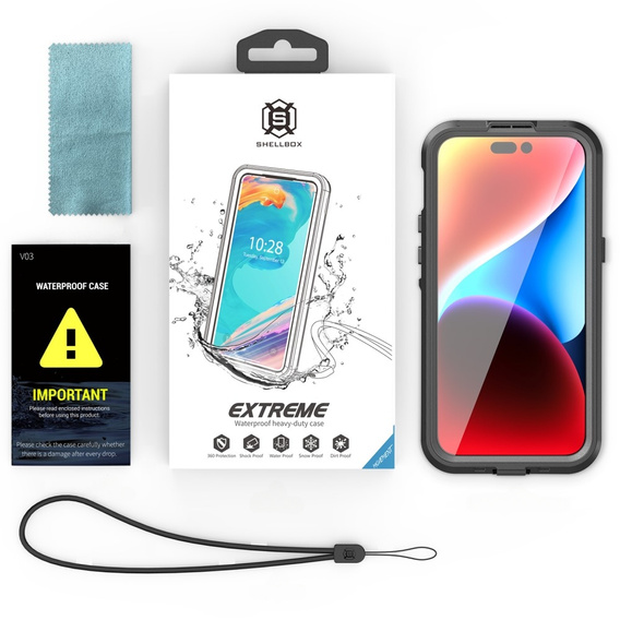 Husă impermeabilă IP68 pentru iPhone 15 Pro Max, SHELLBOX MagSafe, negru