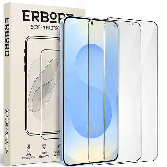 2x sticlă călită pentru Samsung Galaxy S24+/S25+ Plus, ERBORD 9H Hard Glass pe ecran