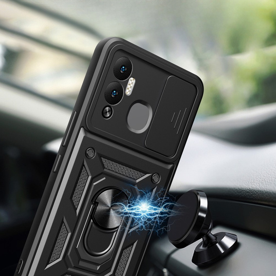 Husă blindată pentru Infinix Hot 12 Play 4G, CamShield Slide, negru