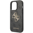 GUESS Huse pentru iPhone 15 Pro Max, 4G Big Metal Logo, gri