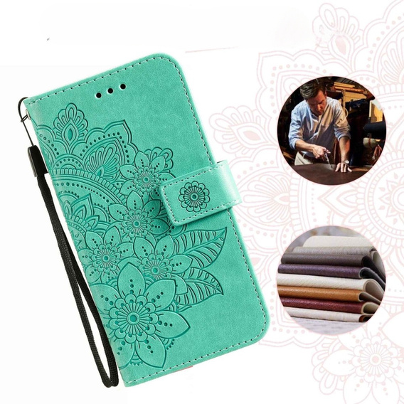 Cu clapetă pentru Xiaomi Redmi Note 12 5G / POCO X5 5G, Mandala Flower, verde