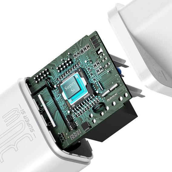 Baseus Super Si PD 30 W încărcător de rețea, 1× USB-C pentru smartphone-uri