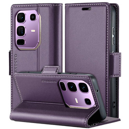 Husă pentru Infinix Note 50 Pro, ERBORD Glossy Litchi, portofel cu clapetă, violet