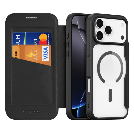 Husă Dux Ducis pentru iPhone 17 Pro, Skin X Pro, cu clapetă, pentru MagSafe, negru