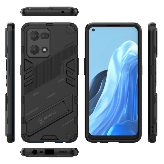 Husa pentru Oppo Reno7 4G, Military kickstand, albastru