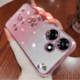 Husă pentru Infinix Hot 30i, Glitter Flower,  roz rose gold