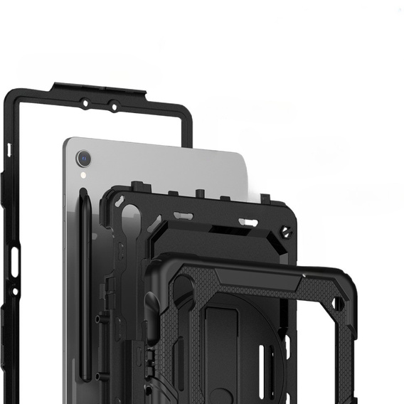 Husa blindată pentru Samsung Galaxy Tab S10 Lite / S10 FE / S9 FE, carcasă de protecție 360 cu slot pentru stylus, negru