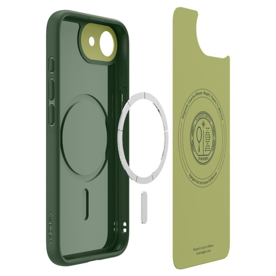 Carcasă Spigen pentru iPhone 16E, Nano Pop MagSafe, verde + sticlă temperată 9H
