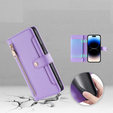 Cu clapetă pentru iPhone 14 Pro, Wallet Zipper Pocket, violet