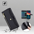 Cu clapetă pentru Realme 14 Pro 5G, Wallet Zipper Pocket, negru