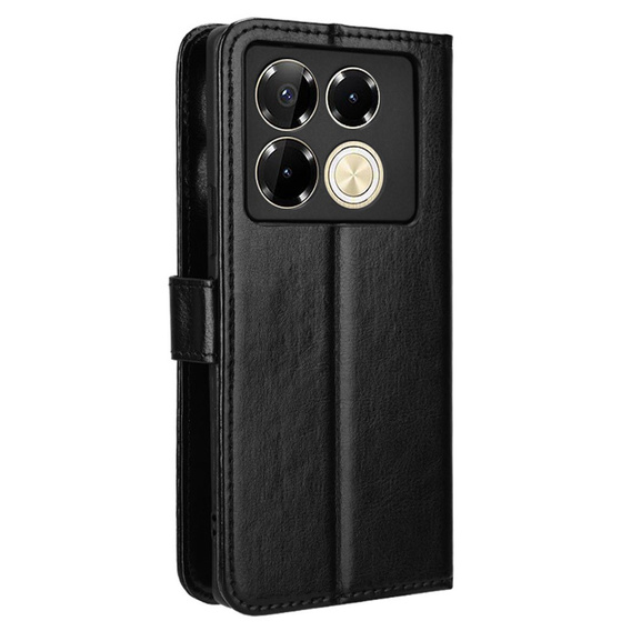 Cu clapetă pentru Infinix Note 40 Pro Plus, Crazy Horse Wallet, negru