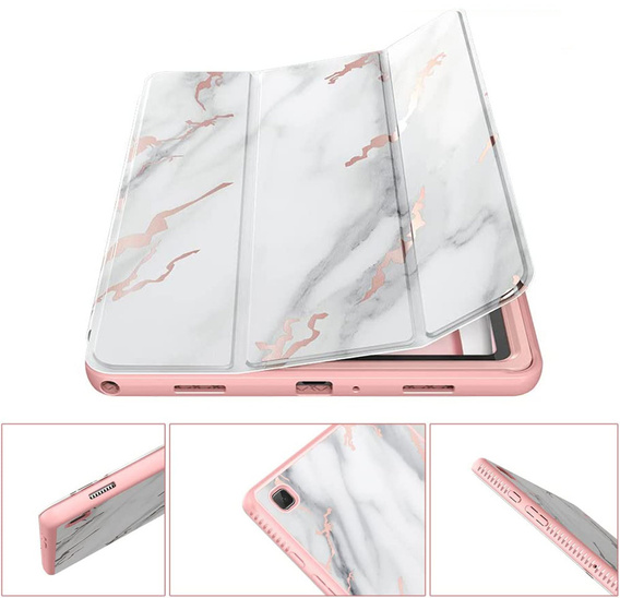 Huse pentru Samsung Galaxy Tab A7, Suritch Full Body Basic Marble, roz