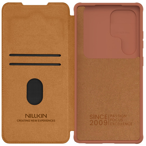 NILLKIN flip case NILLKIN pentru Samsung Galaxy S25 Ultra, CamShield Qin Pro, piele, maro