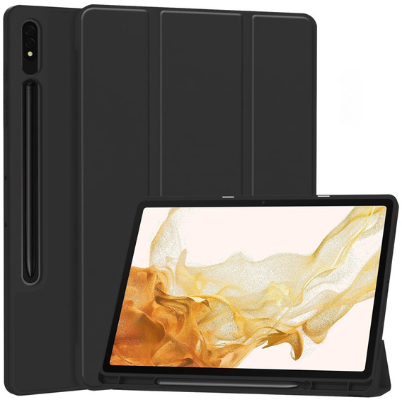 Husă pentru Samsung Galaxy Tab S10+ Plus, Smartcase cu spațiu pentru stylus, negru