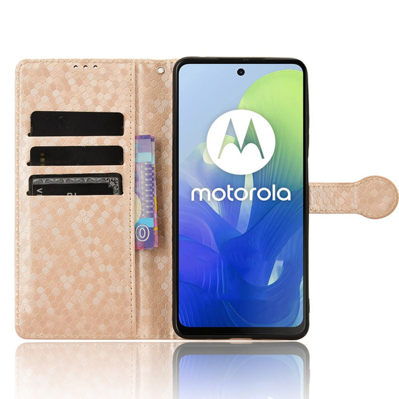 Husa cu clapetă pentru Motorola Moto G24 / G24 Power / G04, Wallet Rhombus, roz