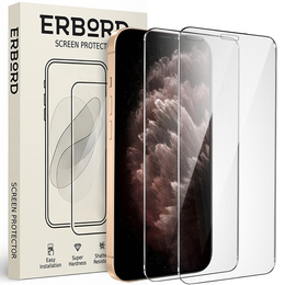 2x sticlă călită pentru iPhone 11 Pro, ERBORD 9H Hard Glass pe ecran