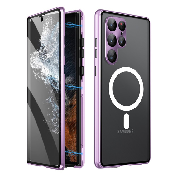 Carcasa Magnetic Dual Glass MagSafe pentru Samsung Galaxy S24 Ultra, violet