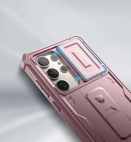 Husă blindată pentru Samsung Galaxy S24 Ultra, Dexnor Full Body (Two Frames), roz rose gold