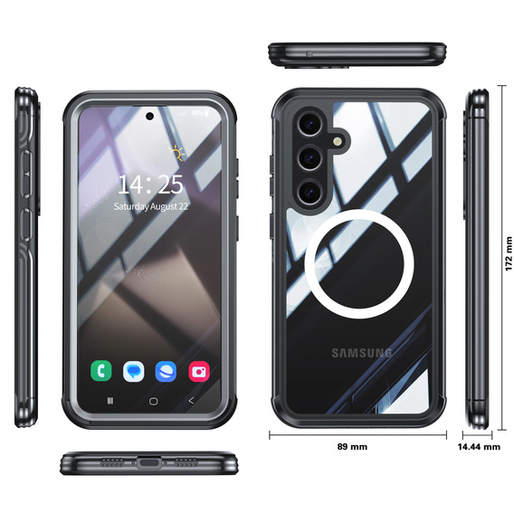 Husă pentru Samsung Galaxy S25+ Plus, Shockproof, cu sticlă, pentru MagSafe, negru