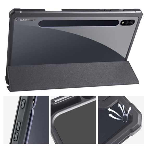 Husă pentru Samsung Galaxy Tab S7 Plus / Tab S7 FE, Smartcase Hybrid, cu spațiu pentru stylus, negru