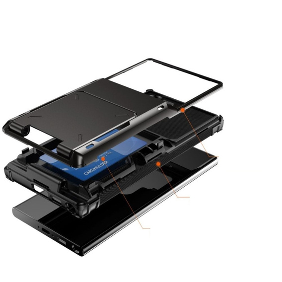 Husa pentru Samsung Galaxy S25 Ultra, Card Holder Kickstand, negru