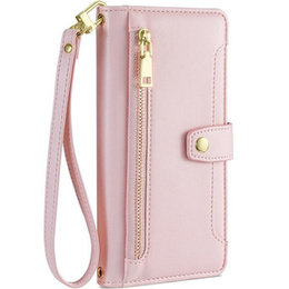 Cu clapetă pentru Motorola Moto G73 5G, Wallet Zipper Pocket, roz
