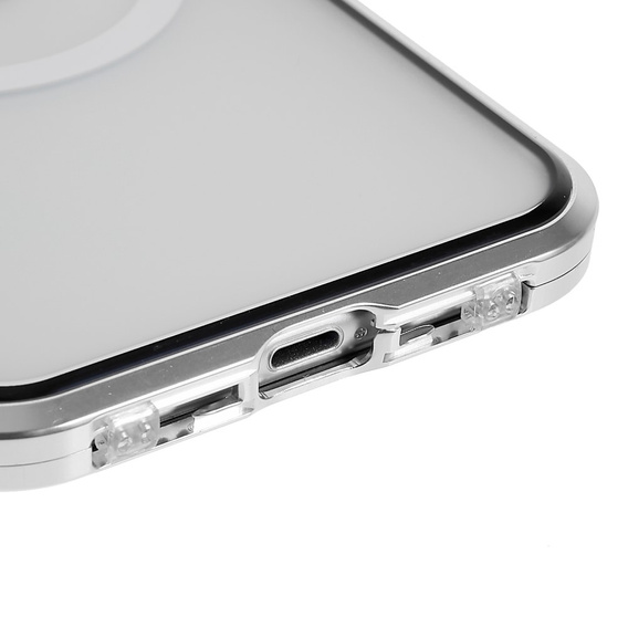 Carcasa Magnetic Dual Glass MagSafe pentru iPhone 11, de argint