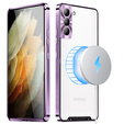 Carcasă de protecție pentru camera foto pentru Samsung Galaxy S21 FE 5G, CamShield MagSafe, transparent / violet