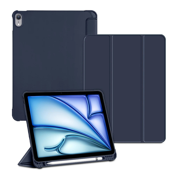 Husă pentru iPad Pro 11 2024, Smartcase cu spațiu pentru stylus, albastru închis