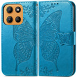 Cu clapetă pentru Motorola Moto G15 / Motorola Moto G15 Power, Butterfly, albastru