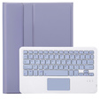 Carcasă + tastatură Samsung Galaxy Tab A9+, Leather Pen Slot TouchPad, violet