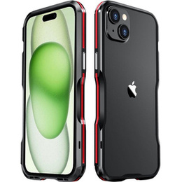 Husa LUPHIE pentru iPhone 15 Plus, Armor Bumper, negru / roșu