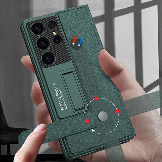 Husă cu clapetă pentru Samsung Galaxy S25 Ultra, GKK Card Slot Wallet, verde