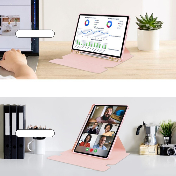 Husă pentru tastatură pentru Samsung Galaxy Tab S10 Lite / S10 FE / S9 FE, Rotary 360° Leather, roz