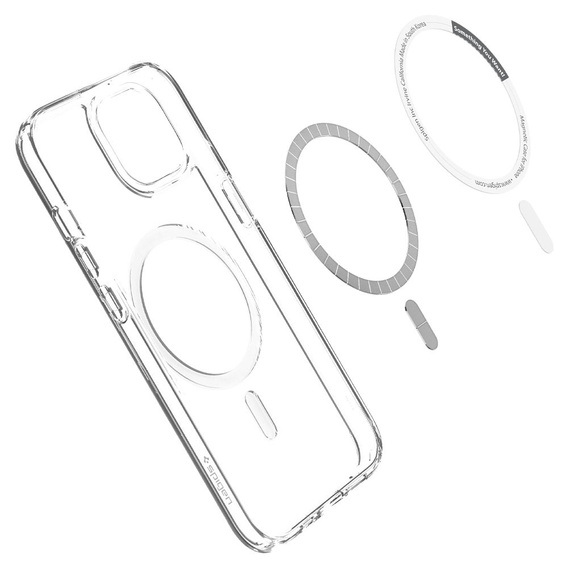 Carcasă MagSafe Spigen pentru iPhone 13 Mini, Ultra Hybrid, alb + 9H Tempered Glass