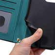 Husă cu clapetă pentru Samsung Galaxy S24 FE, Rhombus Crossbody Leather, verde închis