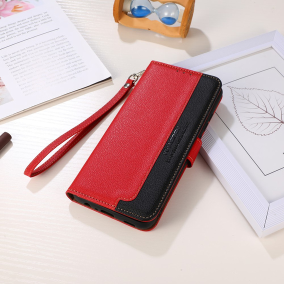 Cu clapetă pentru OnePlus 11 5G, KHAZNEH RFID, Dual Color, roșu
