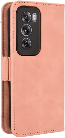 Cu clapetă pentru Oppo Reno 12 Pro, Card Slot, roz