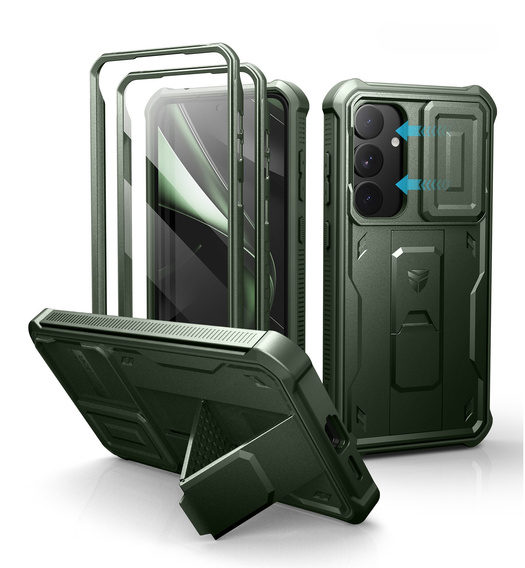 Husă blindată pentru Samsung Galaxy S25+ Plus, Dexnor Full Body (Two Frames), verde