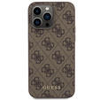 GUESS Huse pentru iPhone 15 Pro Max, 4G Metal Gold Logo, maro