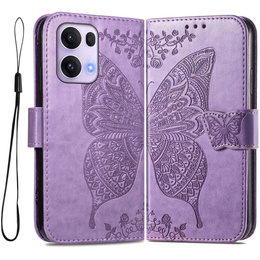 Cu clapetă pentru Oppo Reno 13 Pro, Butterfly, violet