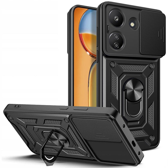 Husă blindată pentru Xiaomi Redmi 13C / Poco C65, CamShield Slide, negru
