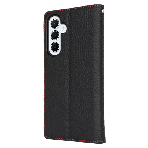 Cu clapetă pentru Samsung Galaxy S24 FE, Litchi Skin Grain, negru