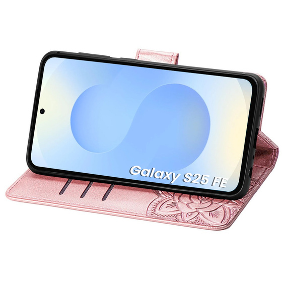 Cu clapetă pentru Samsung Galaxy S25 FE, Butterfly, roz rose gold