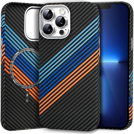 Carcasa pentru iPhone 13 Pro, Carbon Fiber MagSafe, albastru închis
