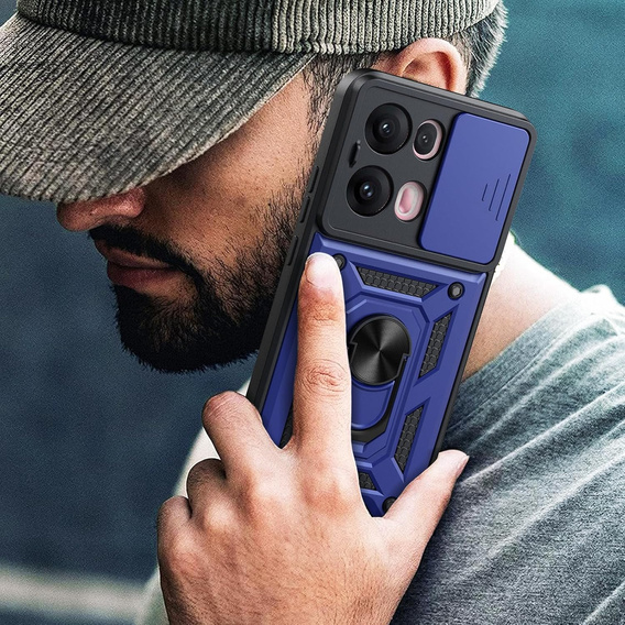 Husă blindată pentru Oppo Reno 13 Pro, CamShield Slide, albastru